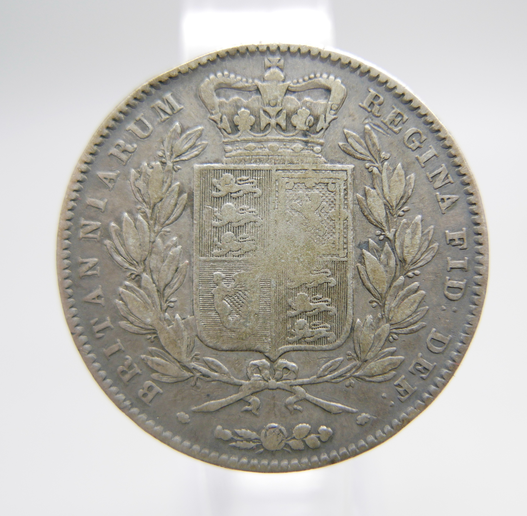 An 1844 silver crown with edge lettering Decus et Tutamen Anno Regni VIII - Image 2 of 2