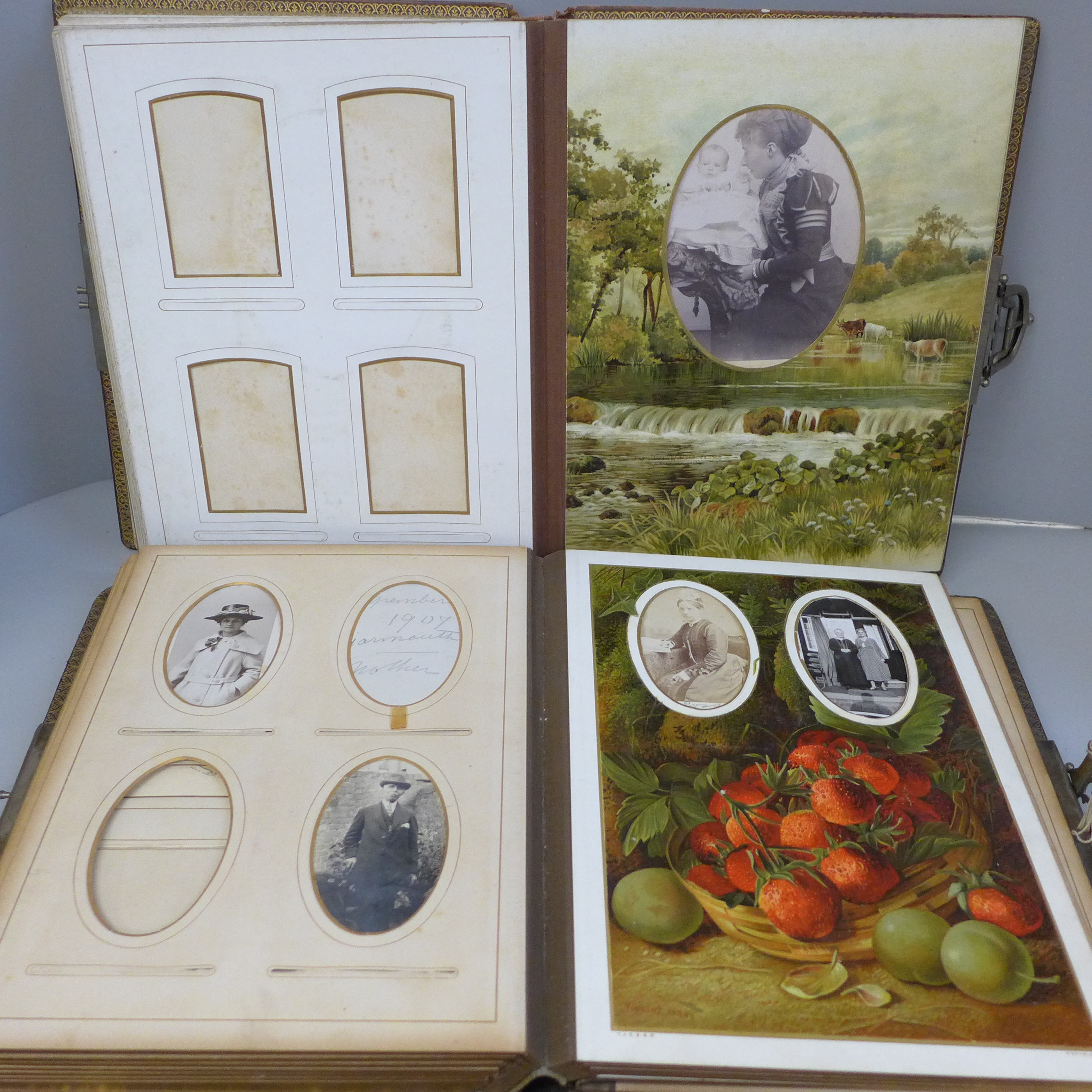 Two Victorian photograph albums with coloured mounts, some cabinet cards and CDVs - Image 5 of 6