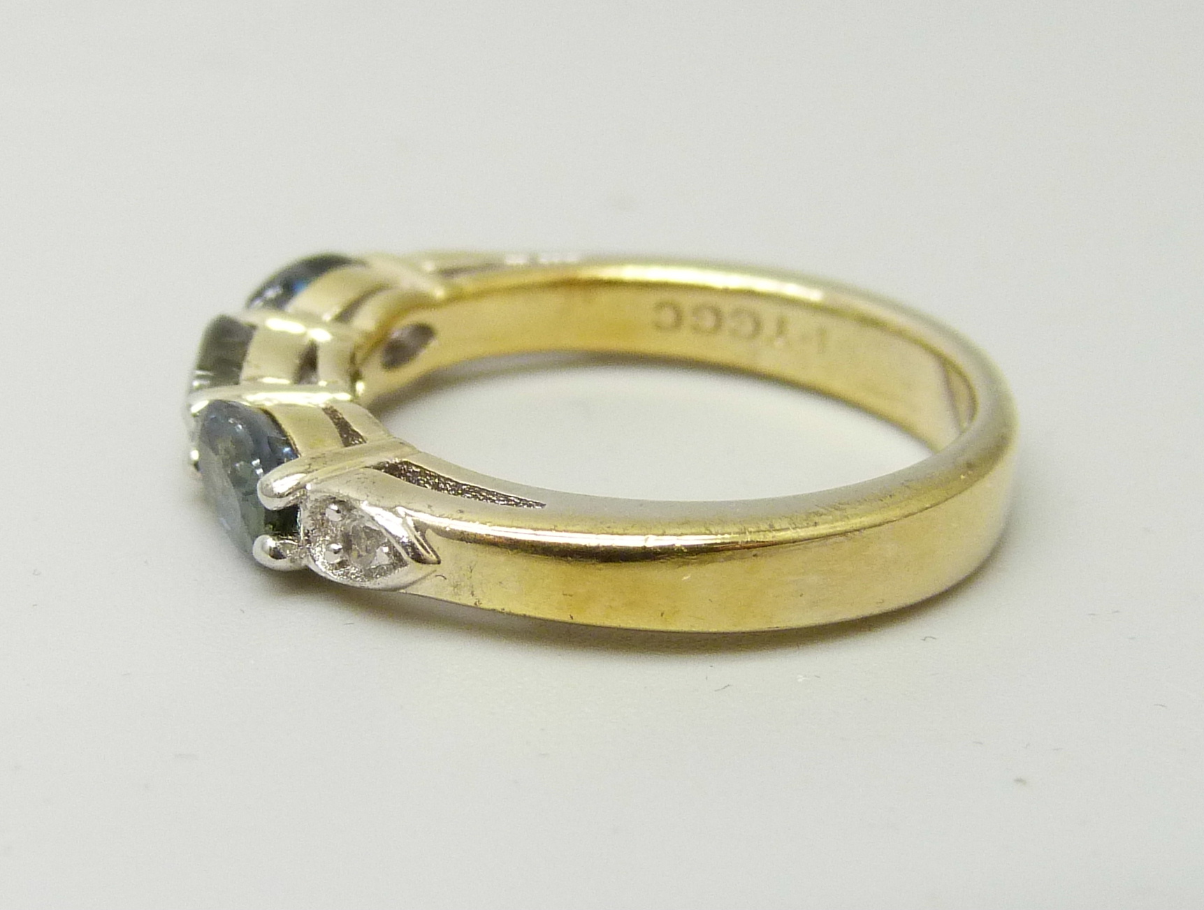 A silver gilt, colour change andesine and topaz ring, L - Image 2 of 3
