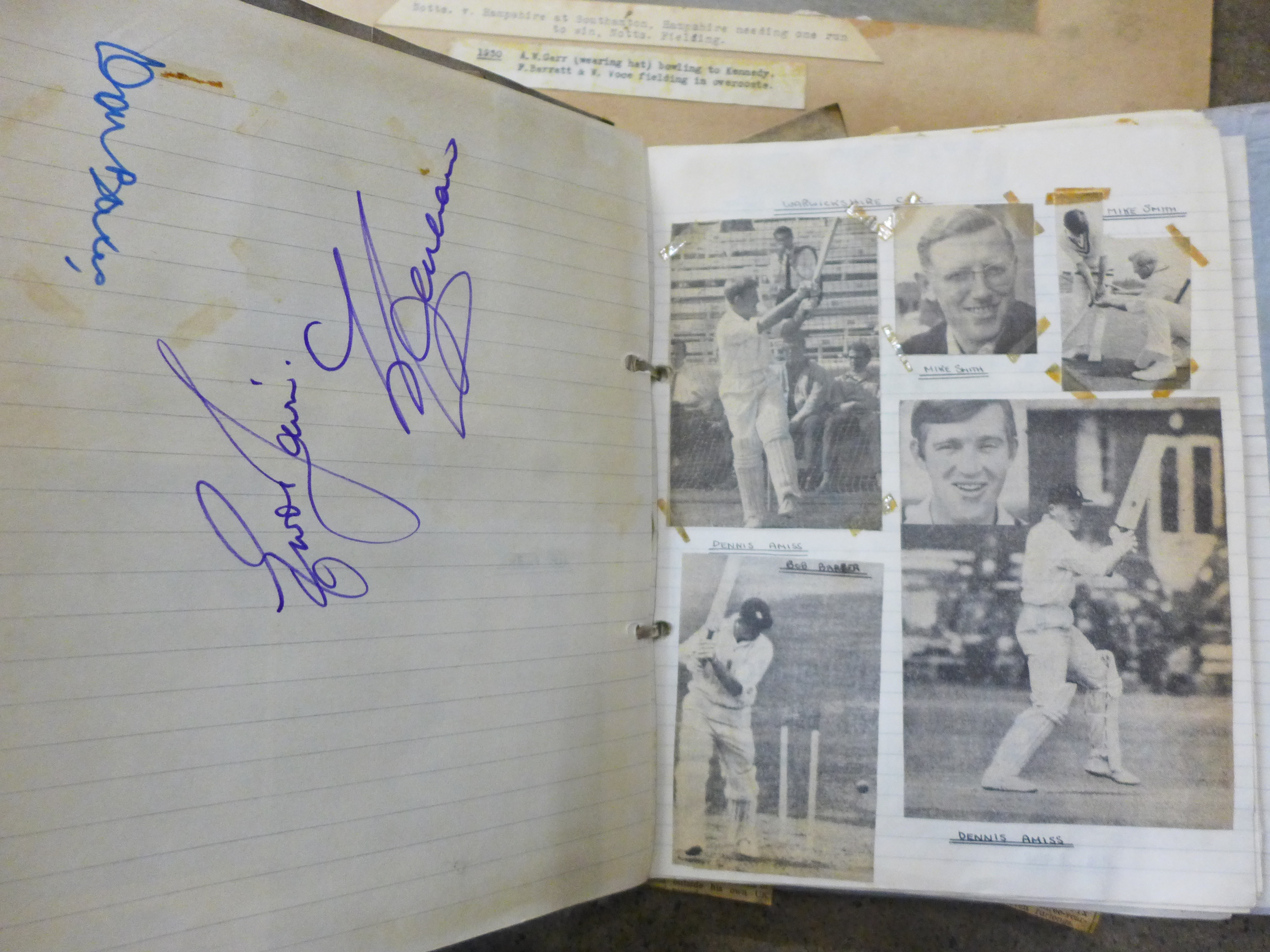 Cricket ephemera and scrap albums with autographs including Larwood, Boycott, Subba Row - Image 12 of 19