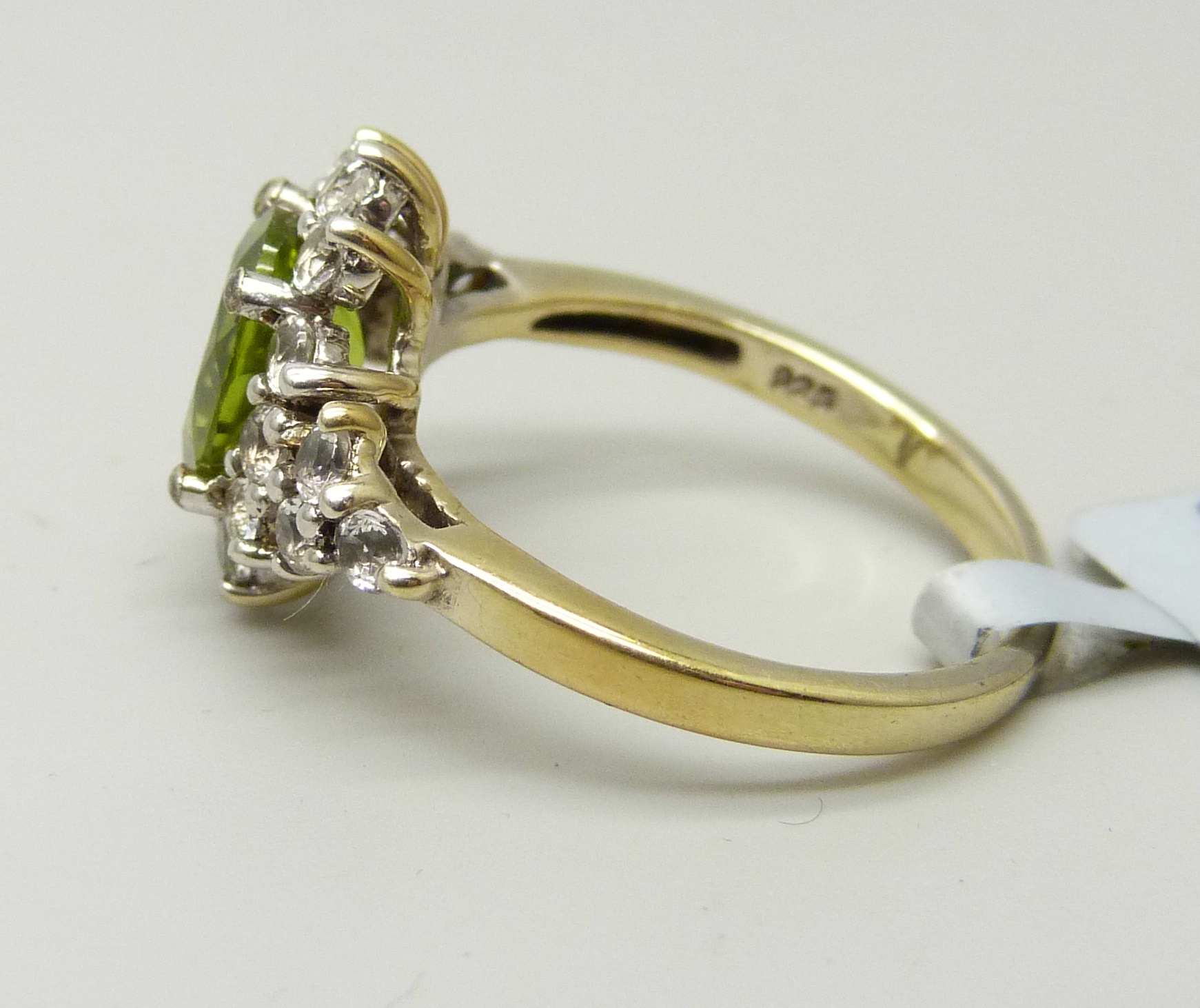 A silver gilt, peridot and topaz cluster ring, P - Image 2 of 3