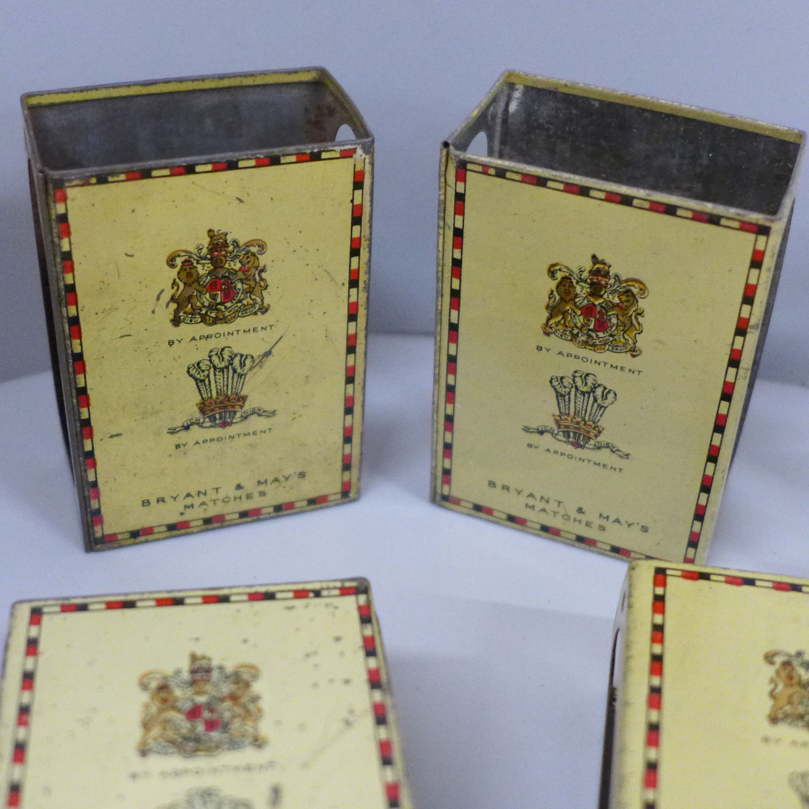 Eight Bryant & May's tin plate matchbox covers and other boxes of matches - Image 2 of 2