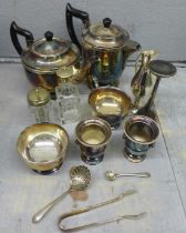 A four piece plated tea service by Viners and other plated ware **PLEASE NOTE THIS LOT IS NOT