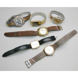 Six wristwatches including MuDu and Smiths Empire