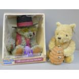 A musical Winnie the Pooh bear and a Chad Valley 100th Anniversary of the Teddy Bear bear in box