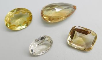 Four large unmounted citrines, 34g