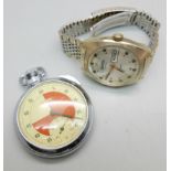 A Sekonda automatic day/date wristwatch and a referee stop watch