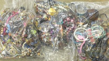 Three large bags of fashion jewellery
