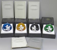 A set of four Royal cameos in crystal, boxed and with certificates