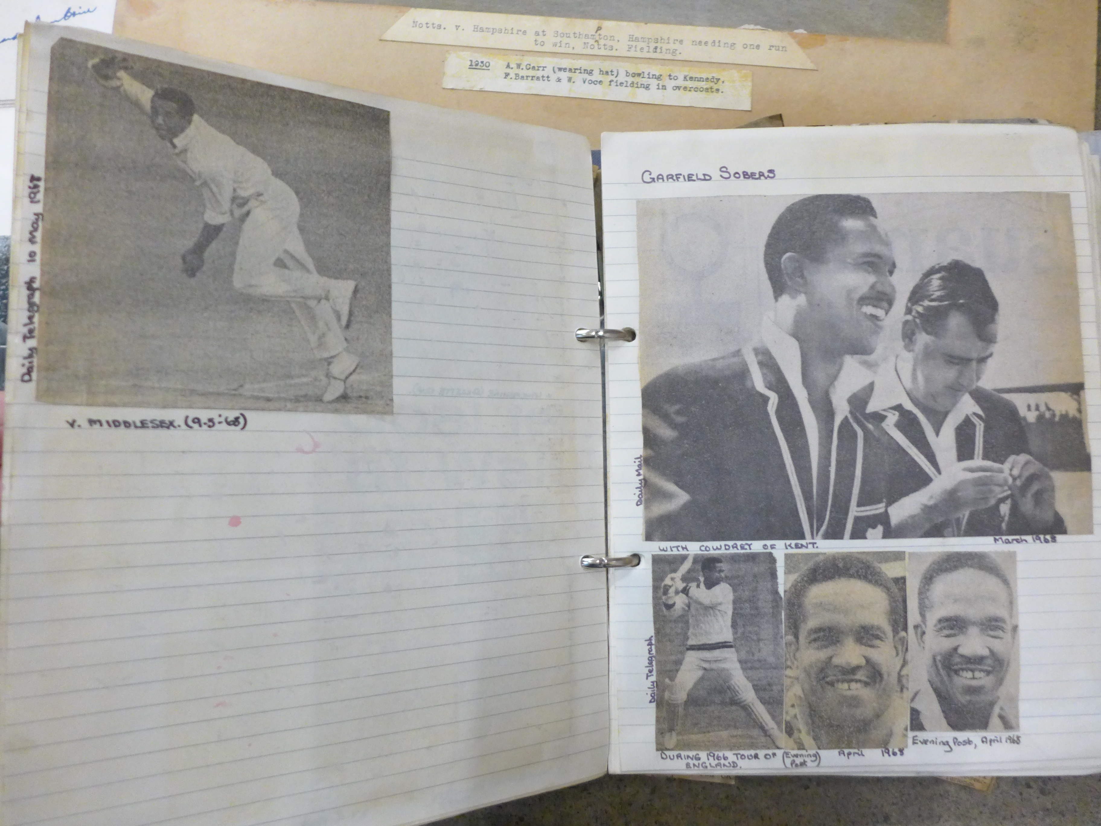 Cricket ephemera and scrap albums with autographs including Larwood, Boycott, Subba Row - Image 16 of 19