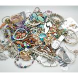 A collection of costume jewellery; Murano, a Sekonda watch, a Guess watch, Fat Face, Indian