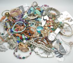 A collection of costume jewellery; Murano, a Sekonda watch, a Guess watch, Fat Face, Indian