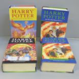 Four Harry Potter first edition novels
