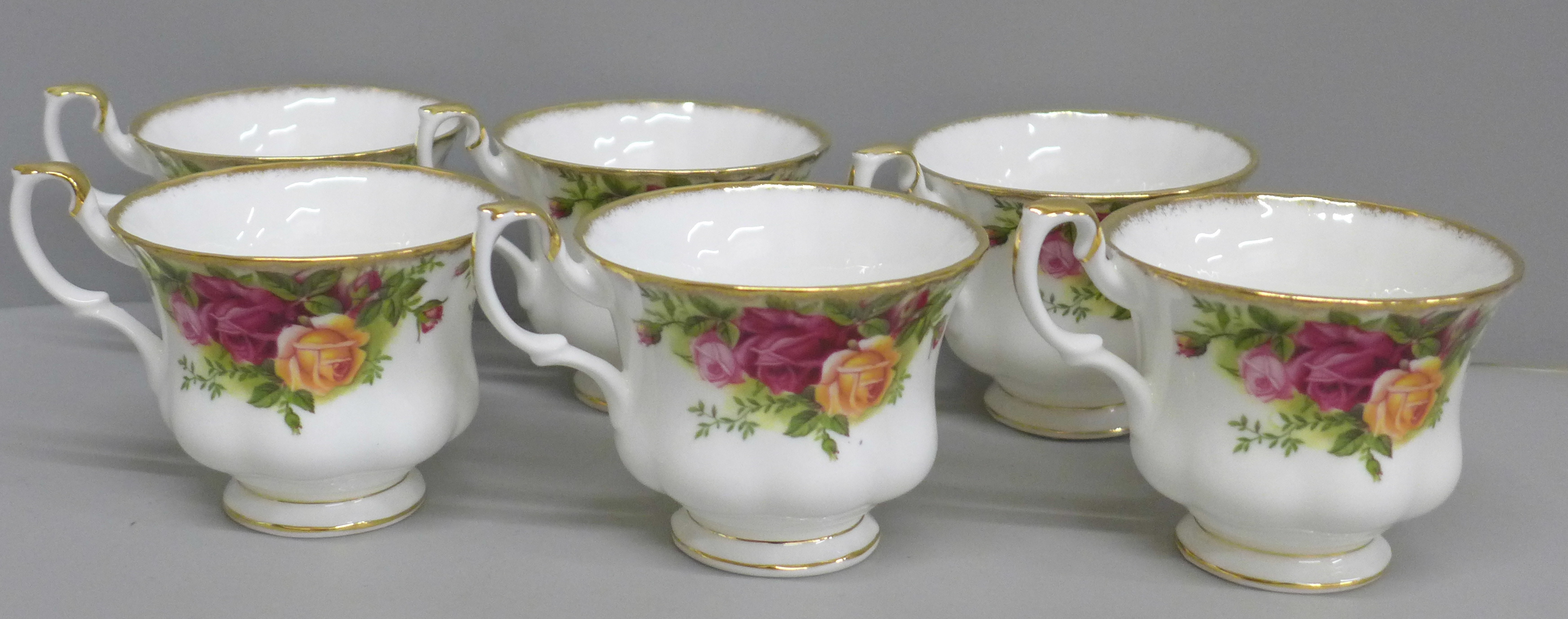 A set of six Royal Albert Old Country Roses tea cups