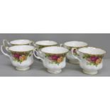 A set of six Royal Albert Old Country Roses tea cups