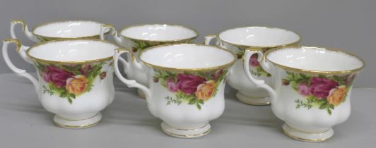 A set of six Royal Albert Old Country Roses tea cups