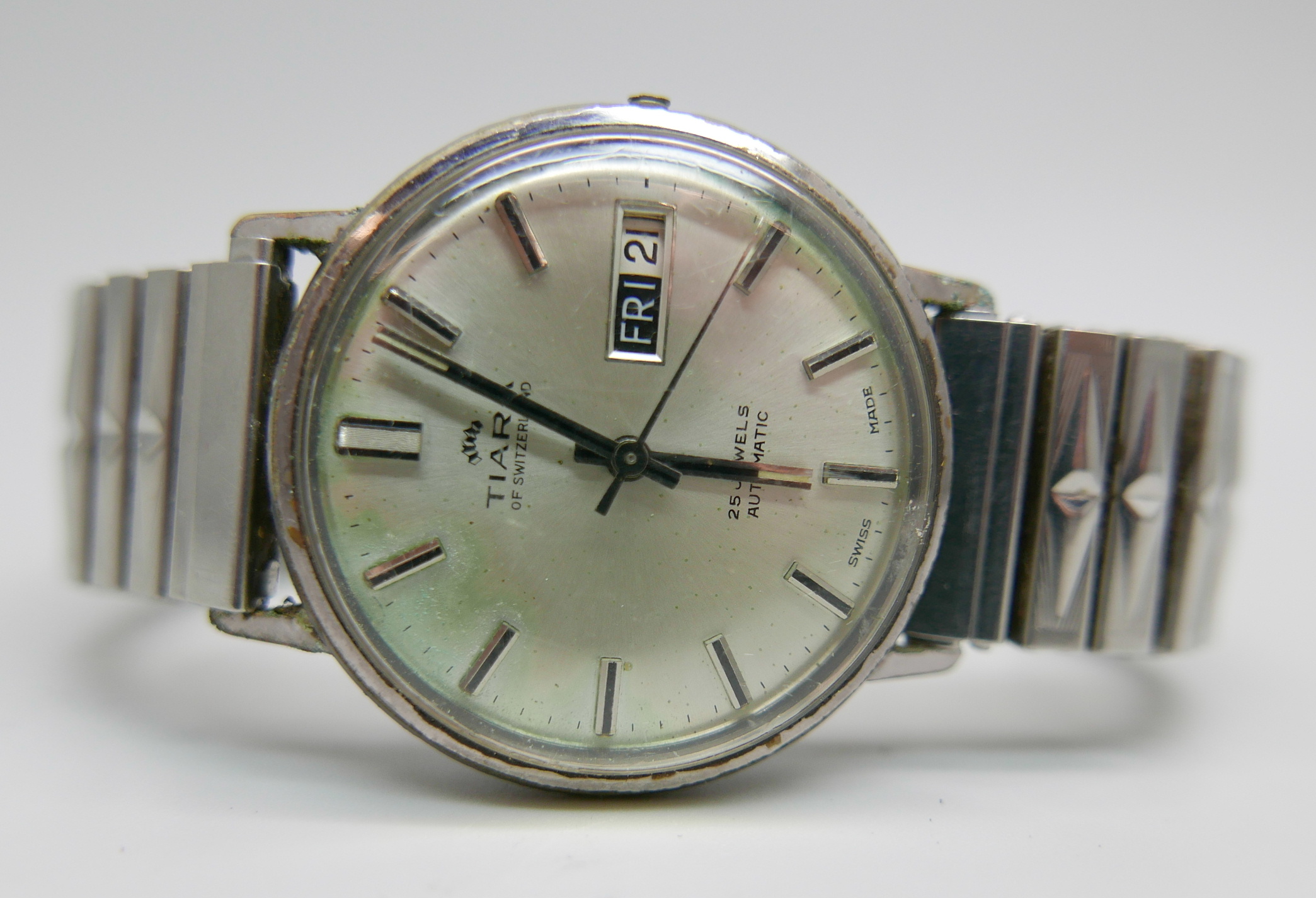 A gentleman's Tiara automatic 25 jewels day date wristwatch, (missing crown) - Image 2 of 3