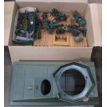 Mixed toys, a Palitoy Action Man tank, Britains toy soldiers, a fort, Britains, Crescent and Corgi