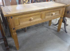 A pine hall console table
