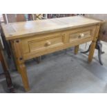 A pine hall console table