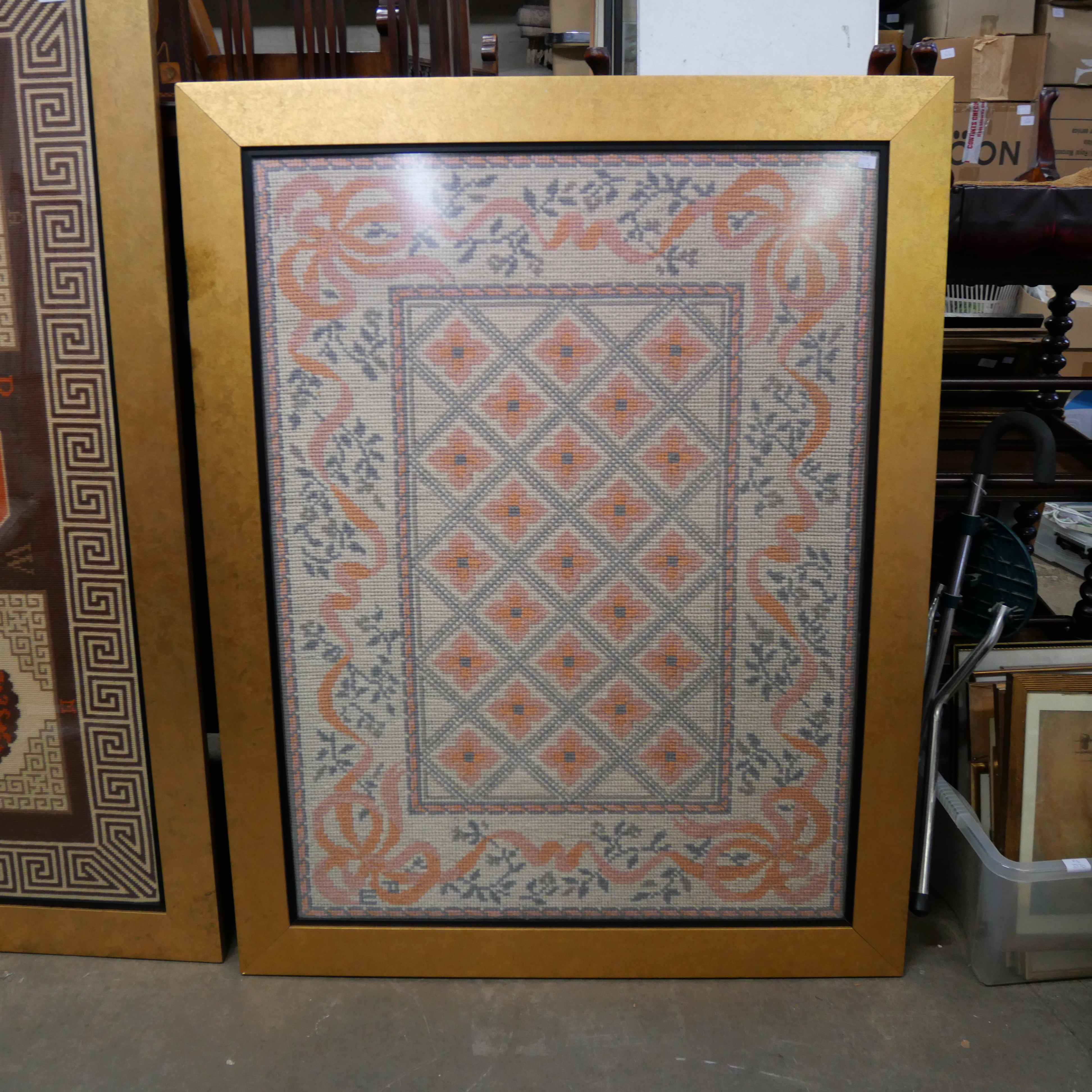 Two large framed tapestries - Image 3 of 3