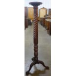 Ann Edward VII Hepplewhite Revival carved mahogany torchere