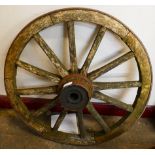 A wooden cartwheel