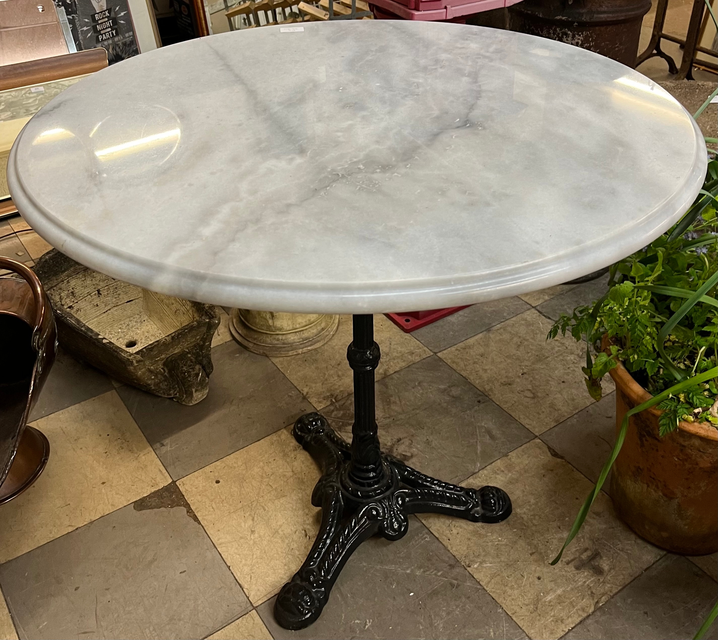 A marble topped pub table