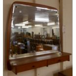 A Danish teak two drawer hall mirror