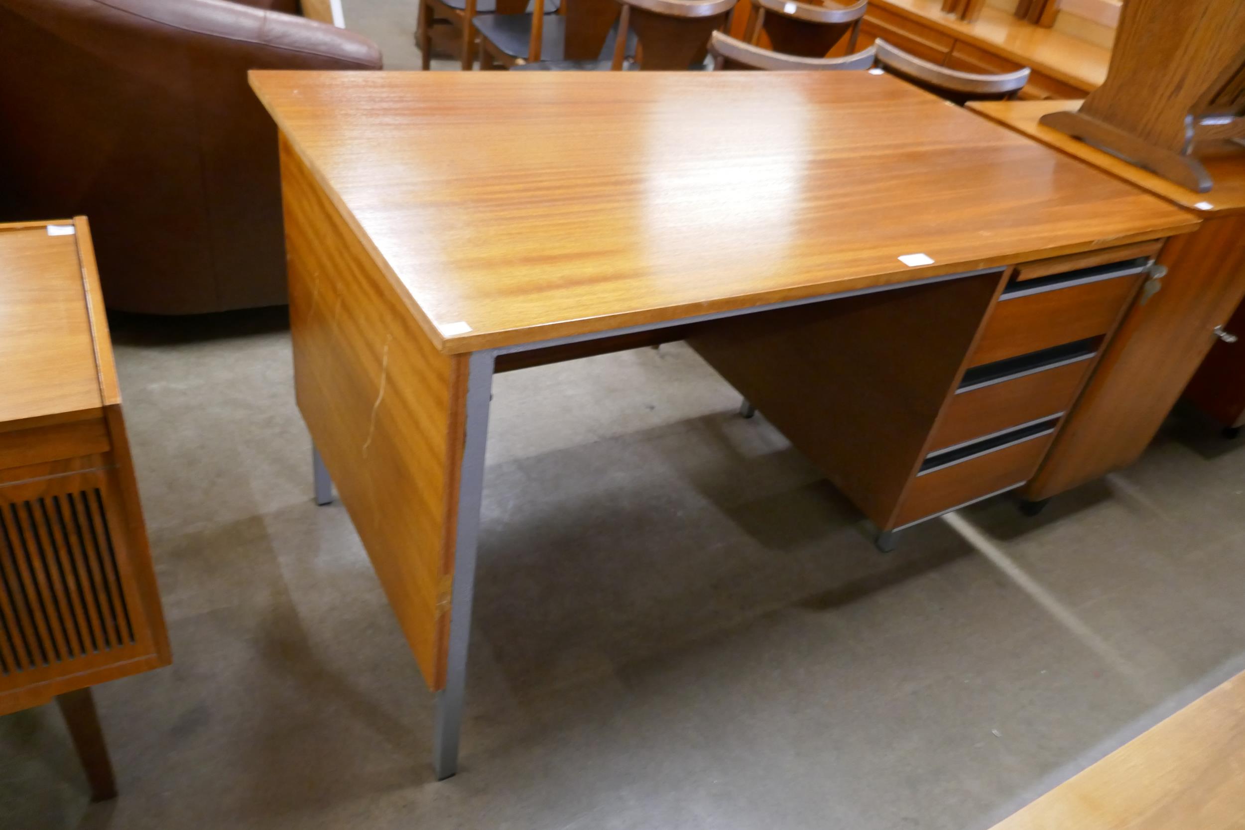 A teak and chrome desk - Image 2 of 3