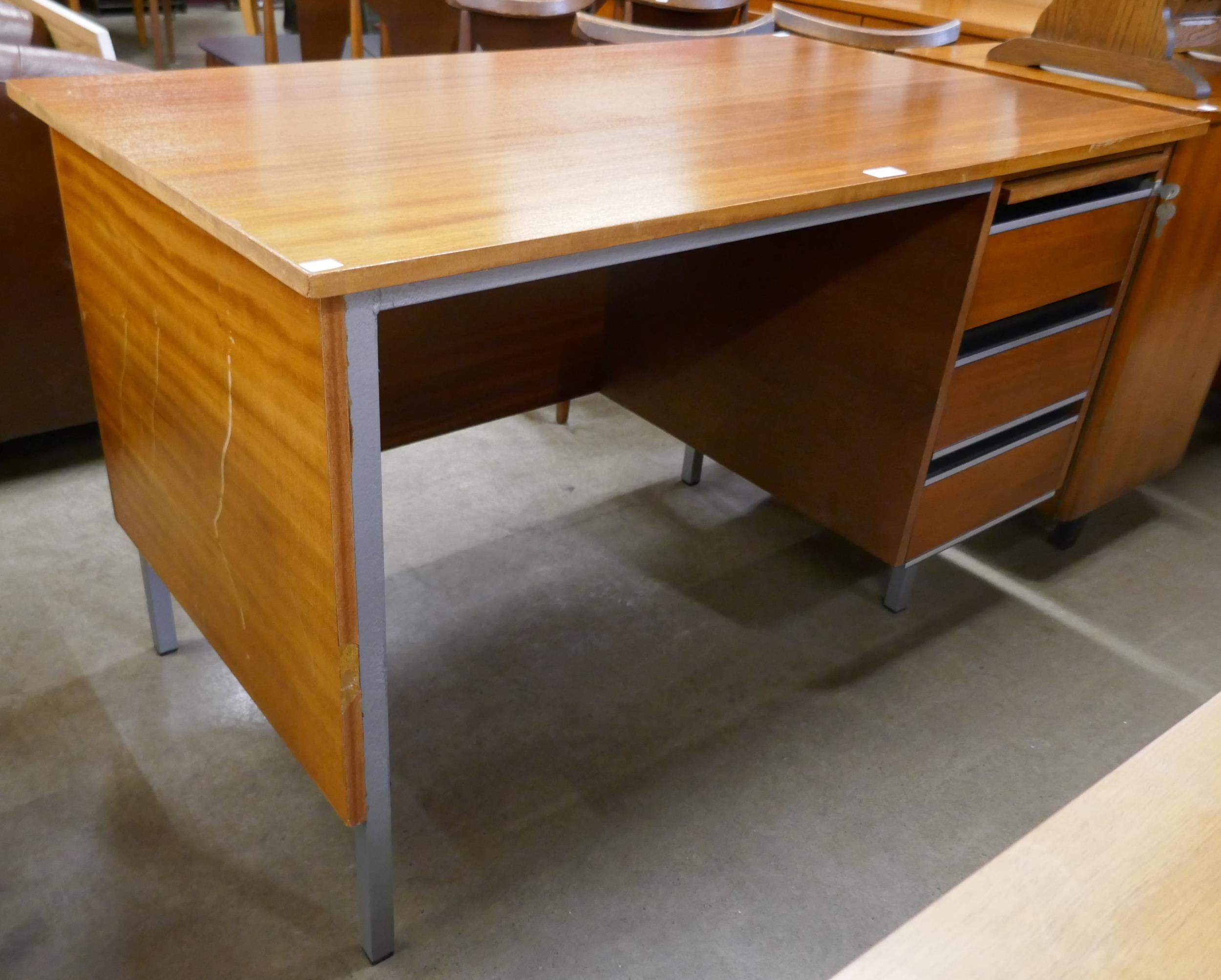 A teak and chrome desk - Image 3 of 3