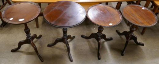 Four Regency style mahogany tripod wine tables