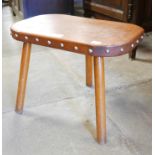 A small Victorian oak three leg kitchen stool