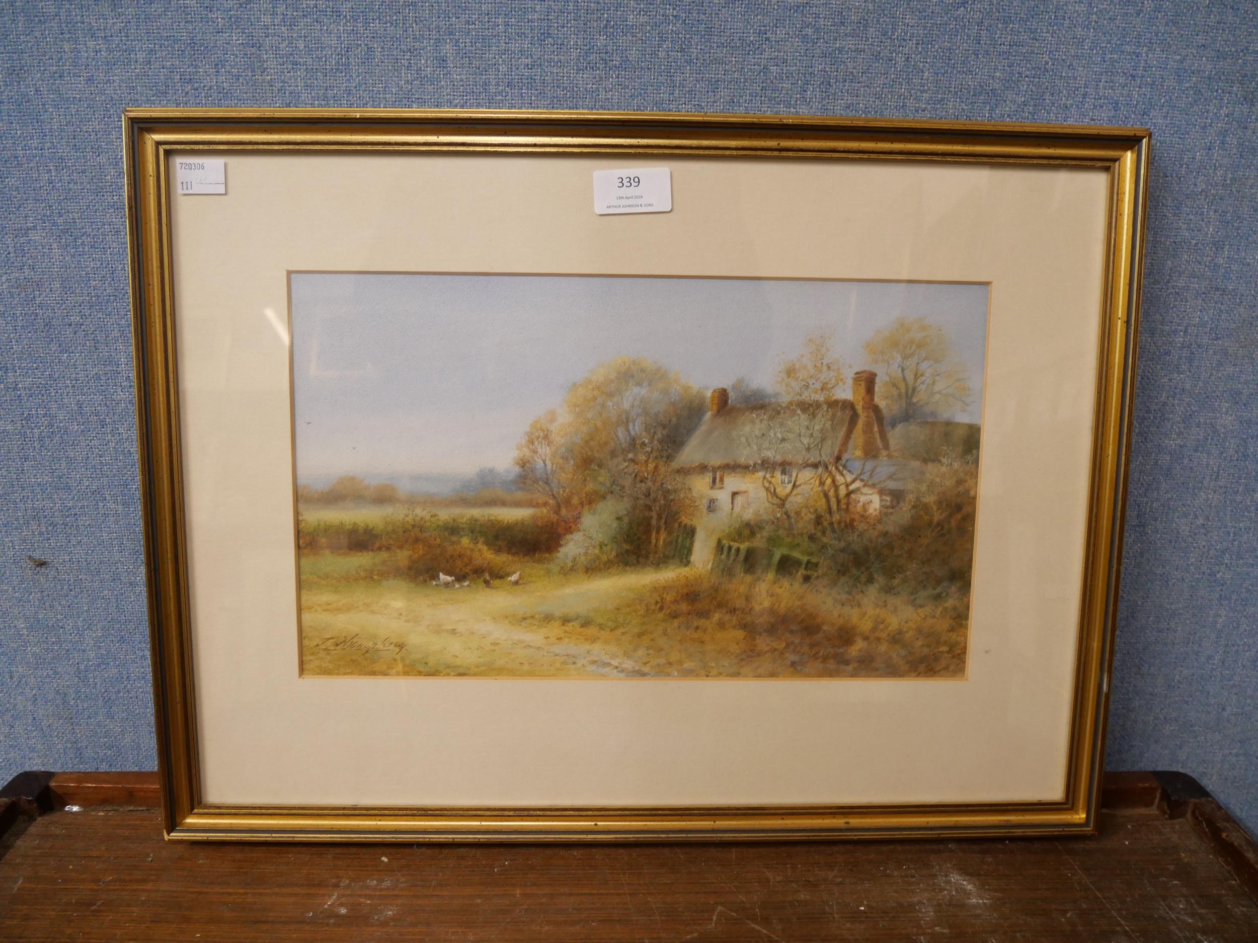 J. Humphrey, rural cottage landscape, watercolour, framed