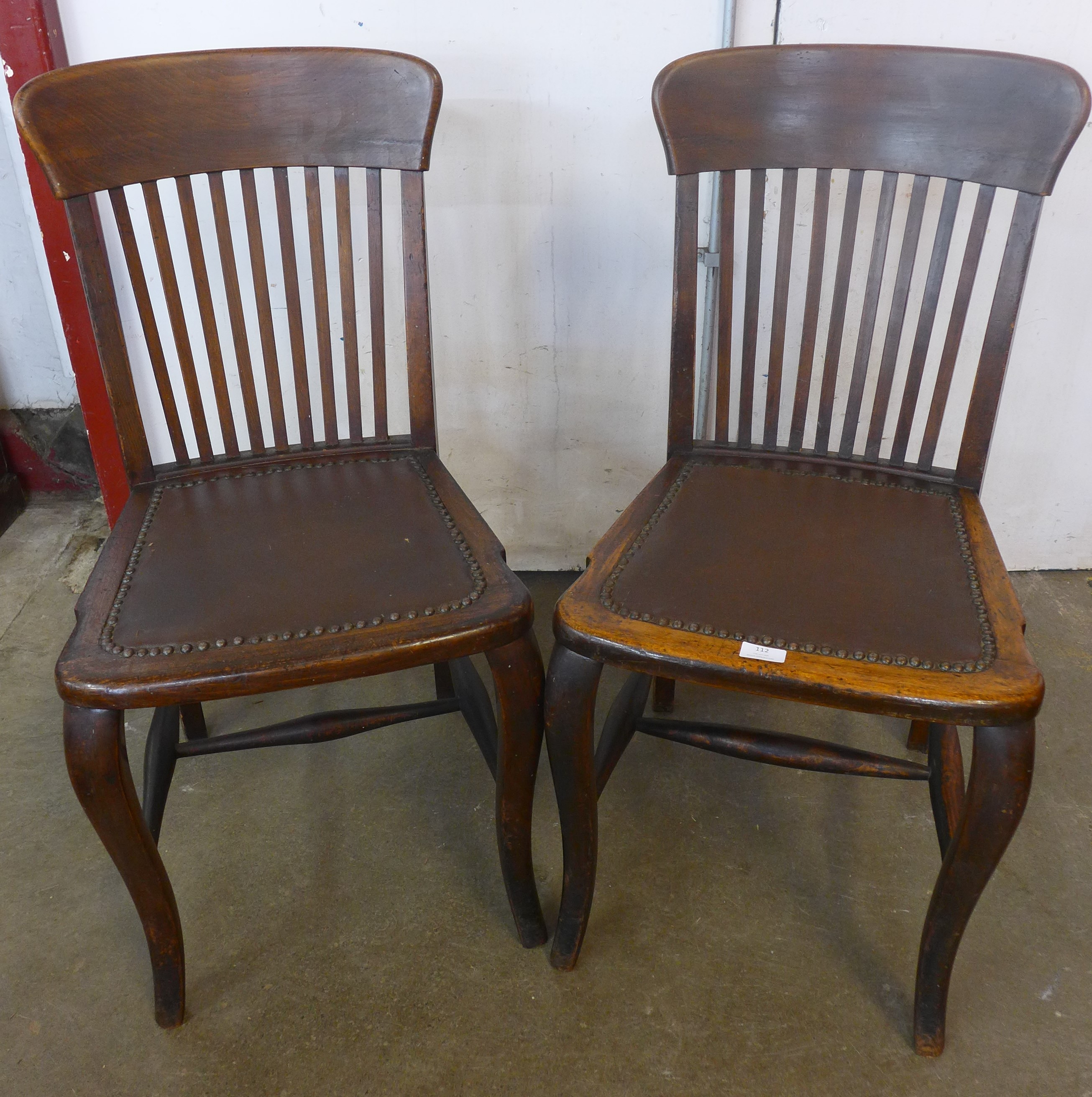 A pair of Edward VII beech desk chairs - Image 2 of 2