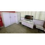 A Berry Furniture lavender and grey Melamine bedroom suite