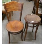 A beech bentwood chair and stool