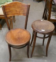 A beech bentwood chair and stool