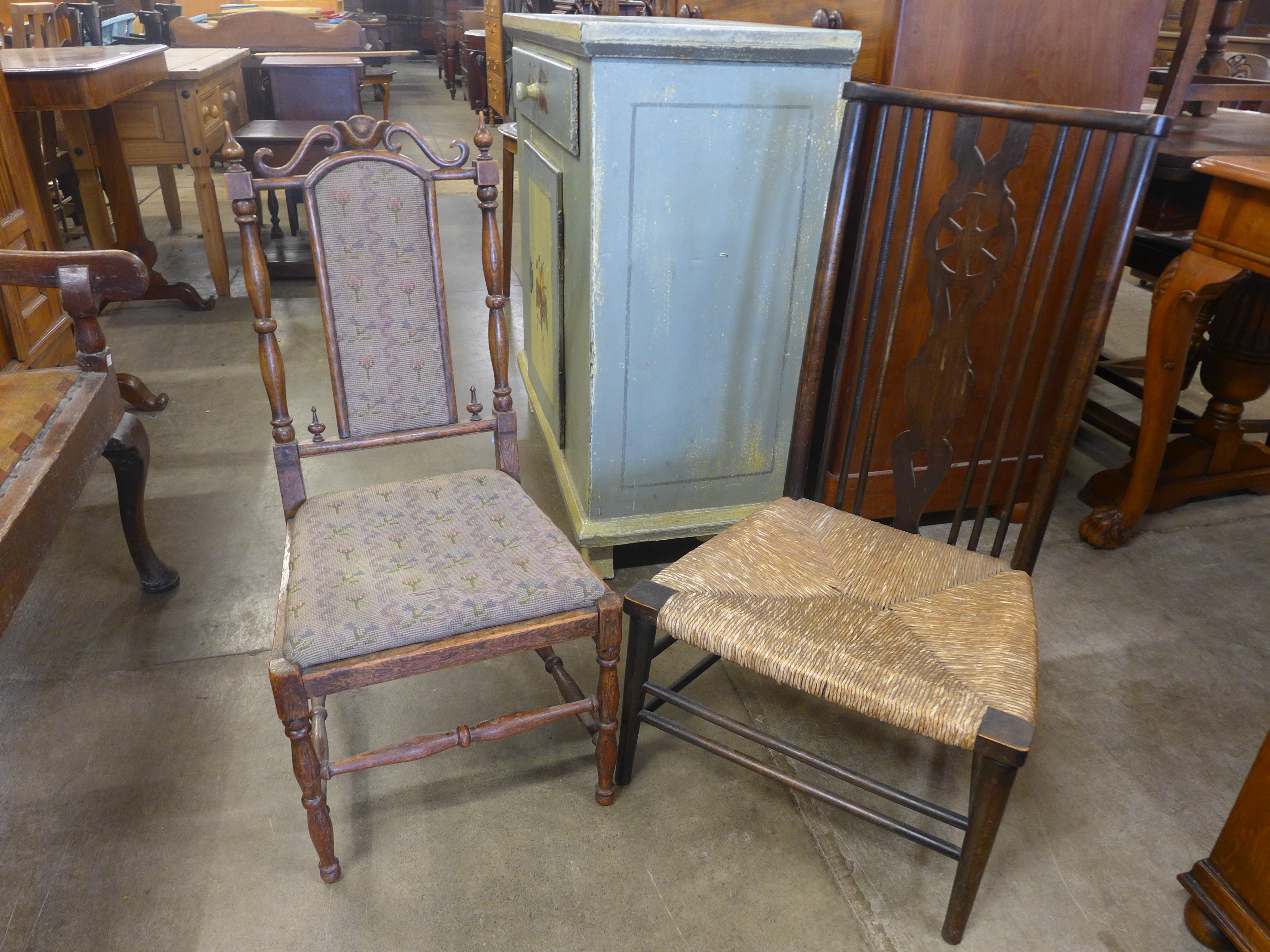 Two early 20th Century beech side chairs - Image 2 of 2