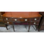 A George III inlaid mahogany bow front sideboard