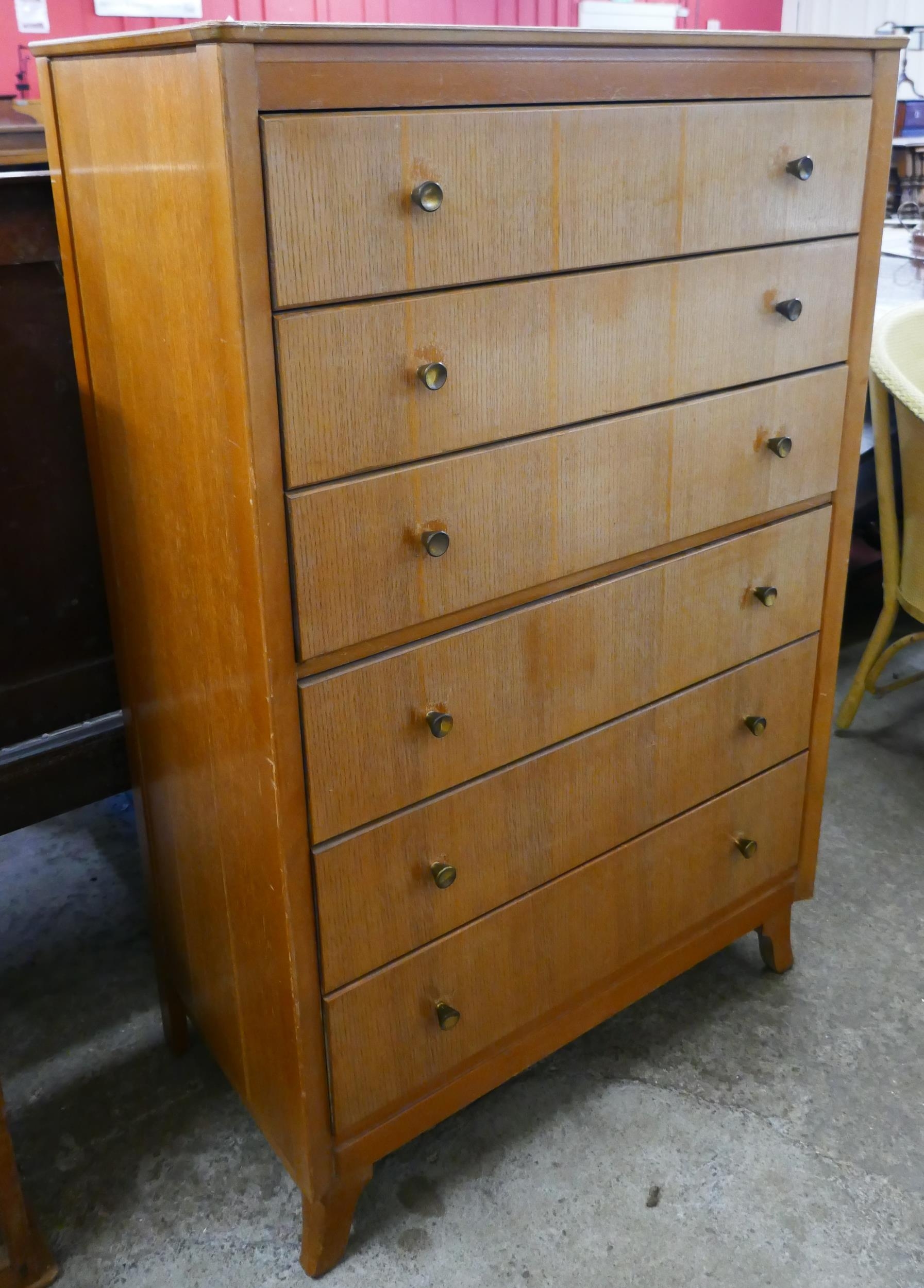 A Lebus oak chest of drawers