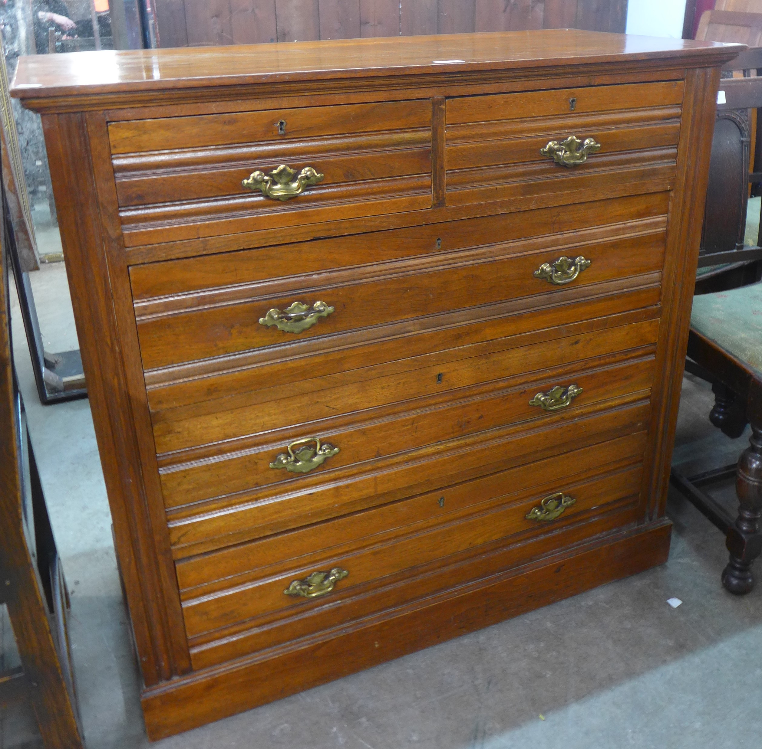 A mahogany chest of drawers