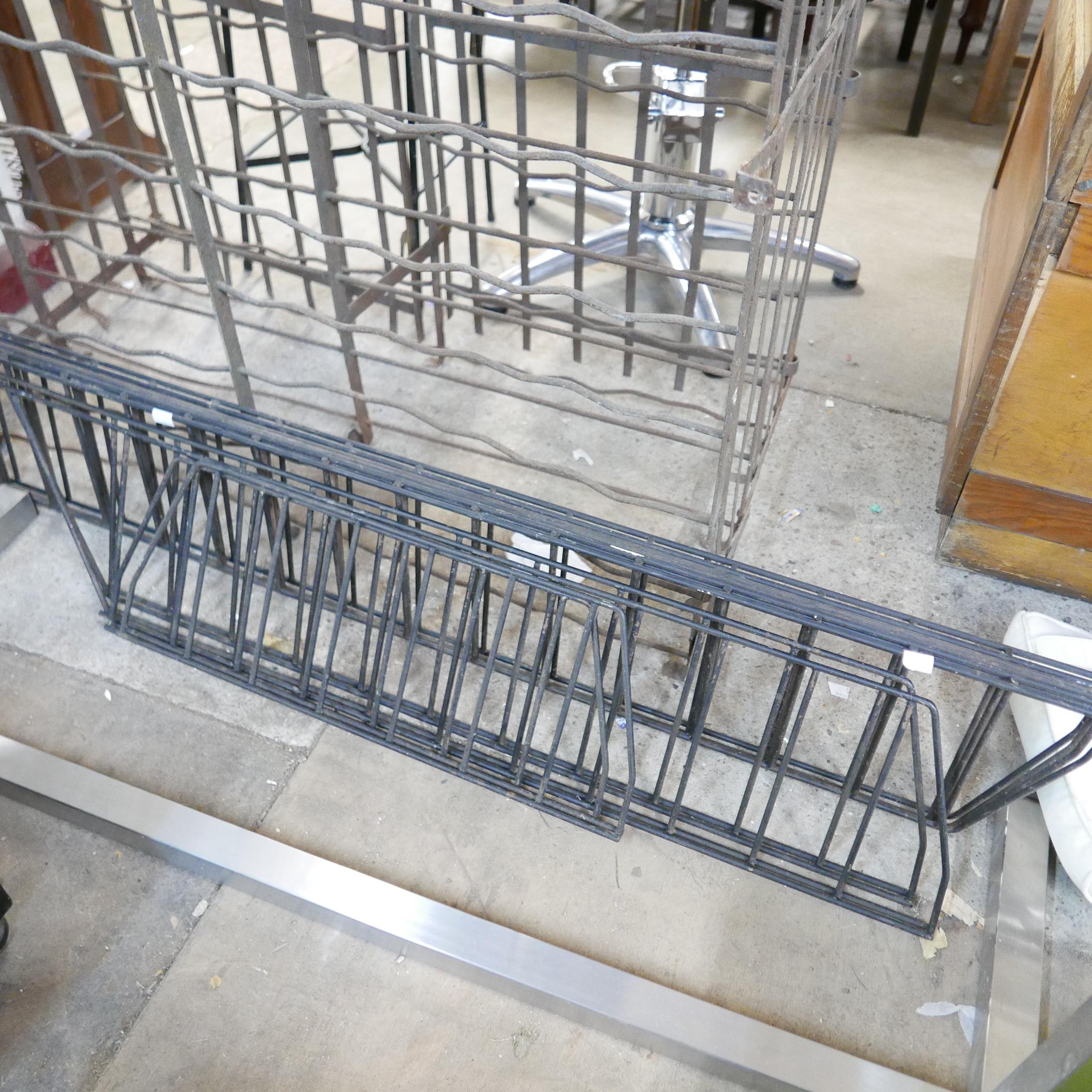 A stainless steel table frame, room divider racking and a chrome standard lamp piece - Image 2 of 3