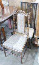 Two early 20th Century beech side chairs