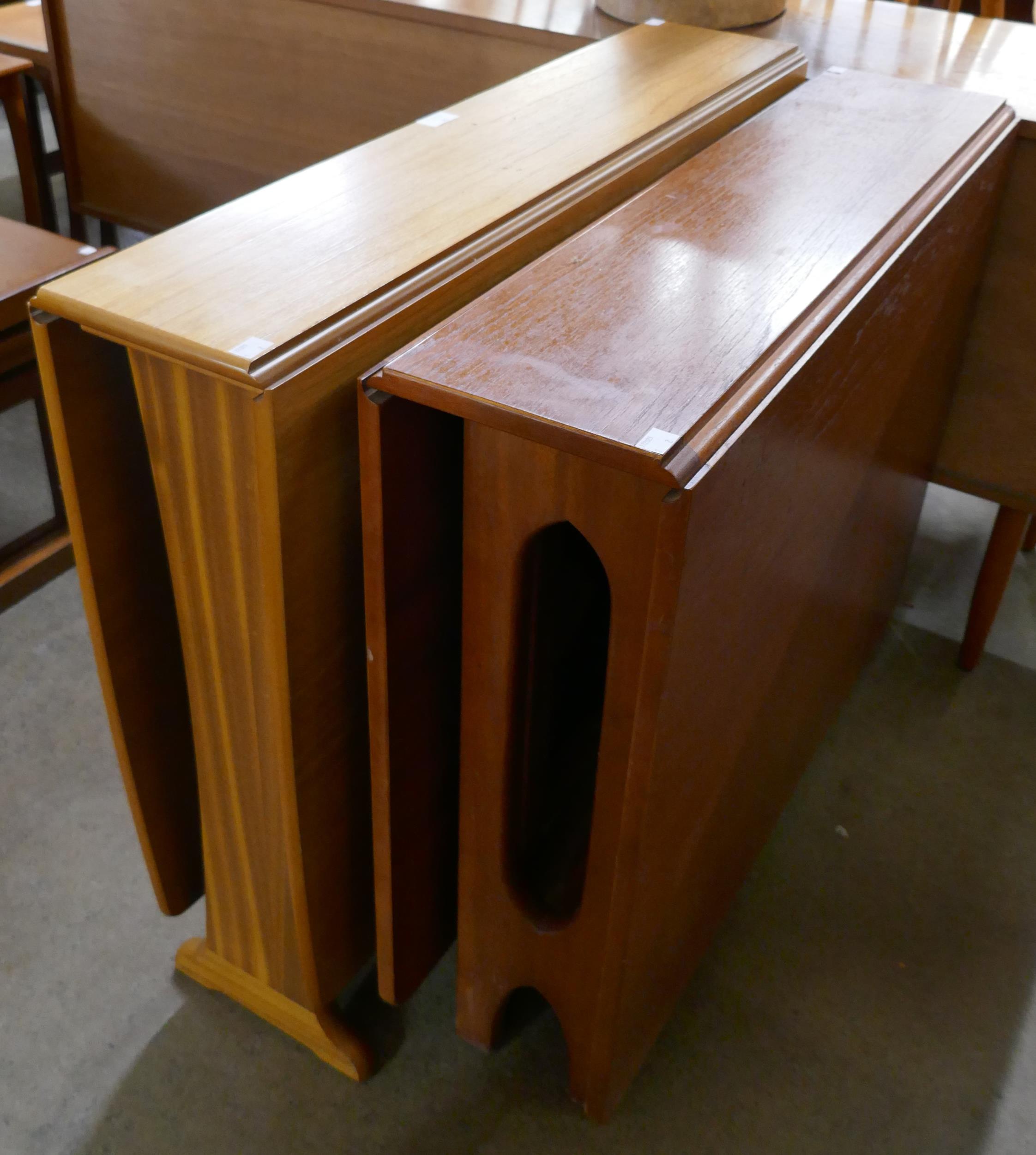 A Jentique teak drop-leaf table and one other