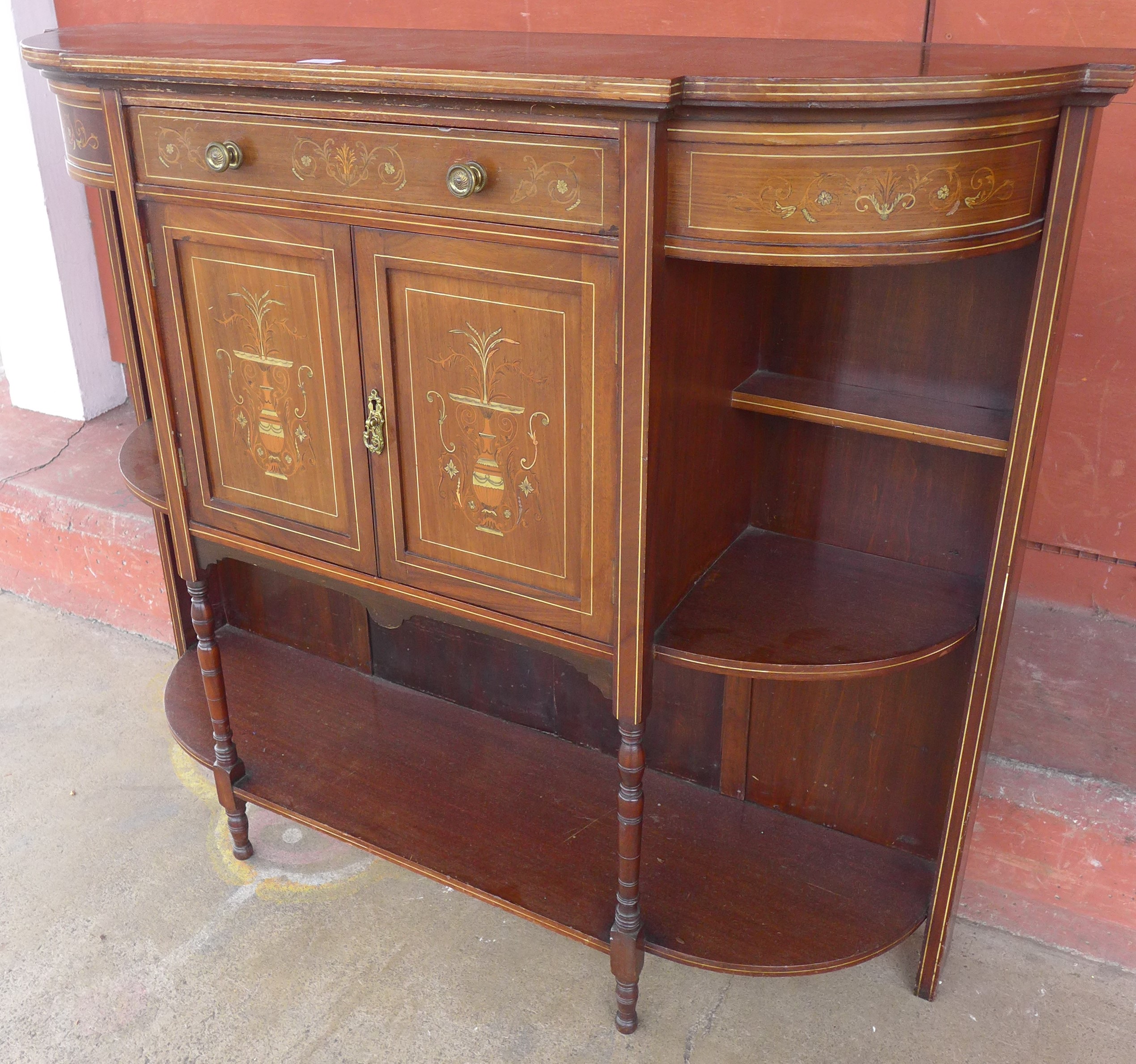 An Edward VII inlaid mahogany side cabinet. Sold with non-transferable Standard Ivory Exemption