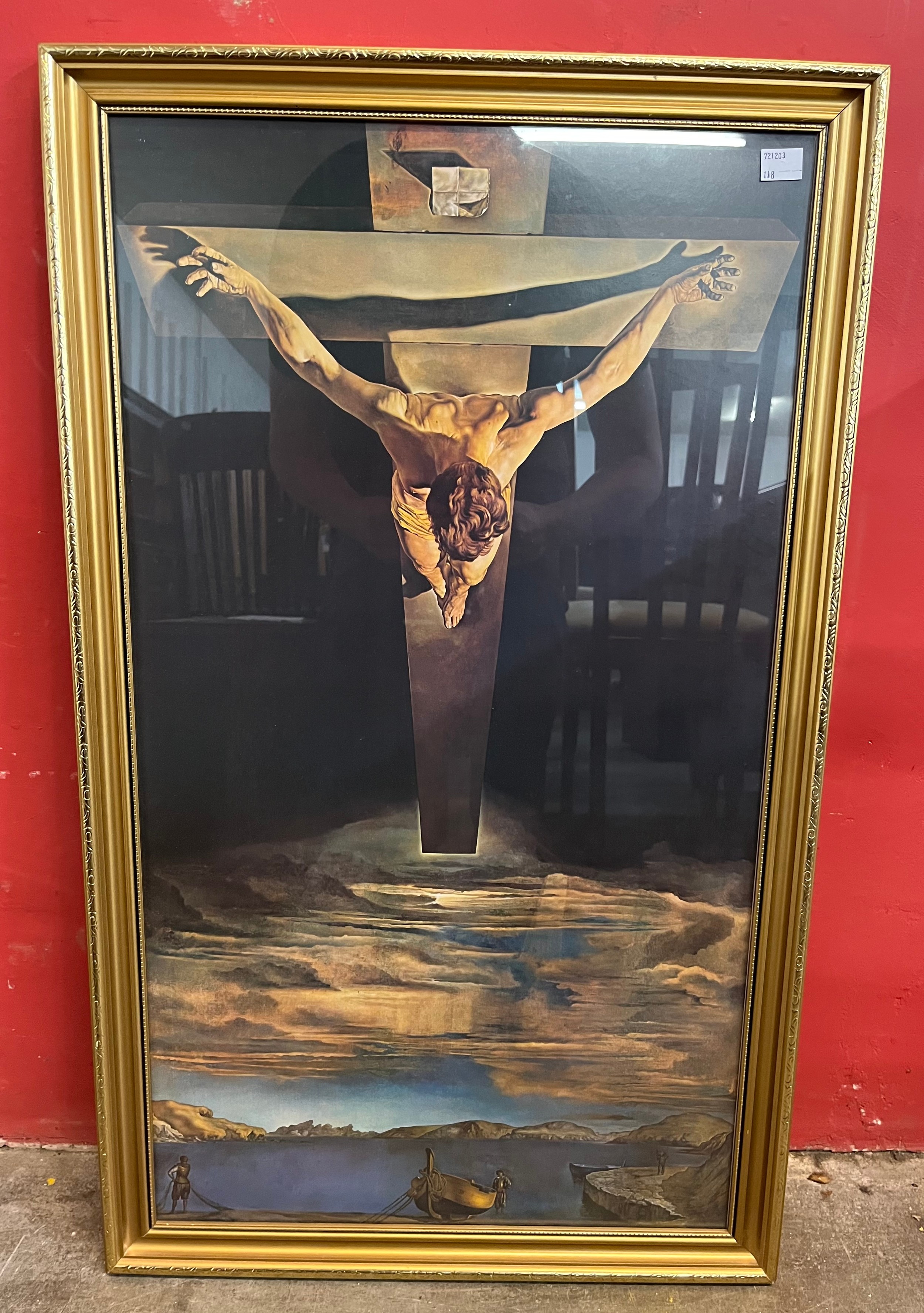 A Salvador Dali print, Christ of St. John of The Cross, framed