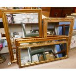 Four assorted gilt framed mirrors