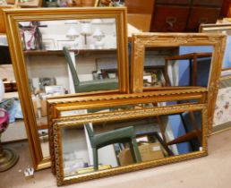 Four assorted gilt framed mirrors