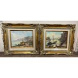 Continental School, pair of harbour landscapes, oil on canvas, indistinctly signed, framed